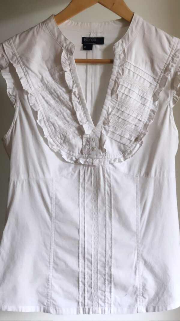 BLANCO®️ - Camisa elastizada c/cierre en la espalda